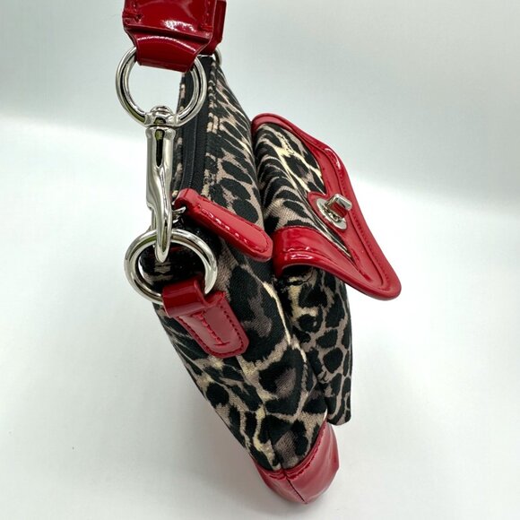 ⭐️⭐️SOLD⭐️⭐️ Y2K Coach Park Ocelot Leopard Print Crossbody - Black/Red Patent - Picture 9 of 15